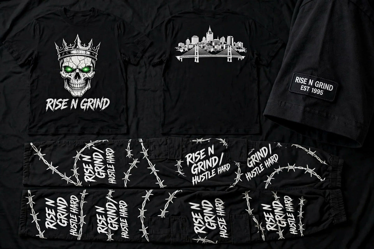 Rise N Grind Fit 1 Full Outfit - black crowned skull shirt and pants
